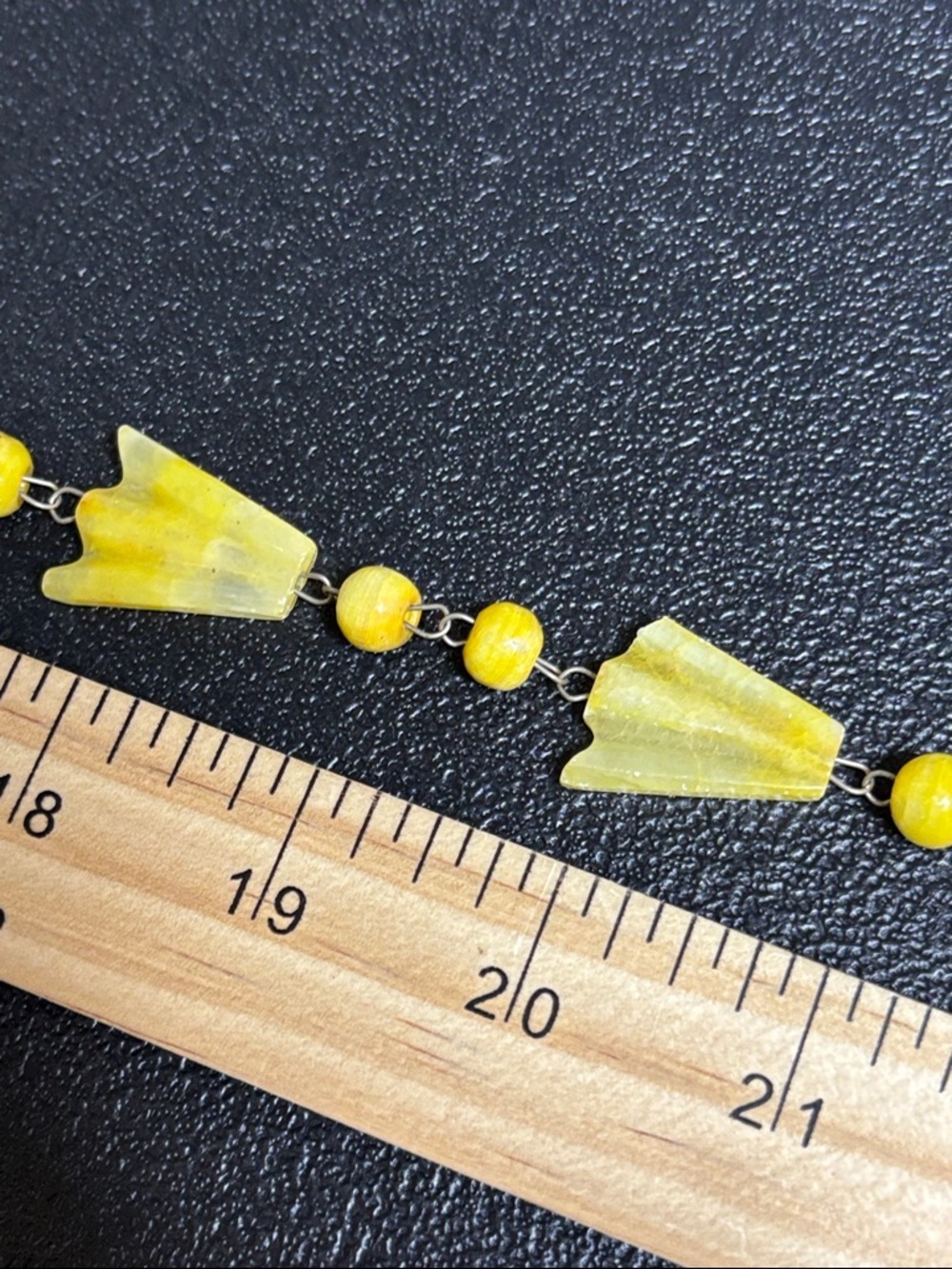 VINTAGE Carved YELLOW ONYX Stone Bead Necklace Aztec Mayan Face Pendant - Picture 11 of 13